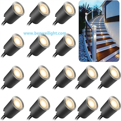 Wpuszczane lampy tarasowe LED 32 mm, IP67, DC12 V-Oświetlenie gruntu do zewnętrznych ogrodów, tarasów i schodów