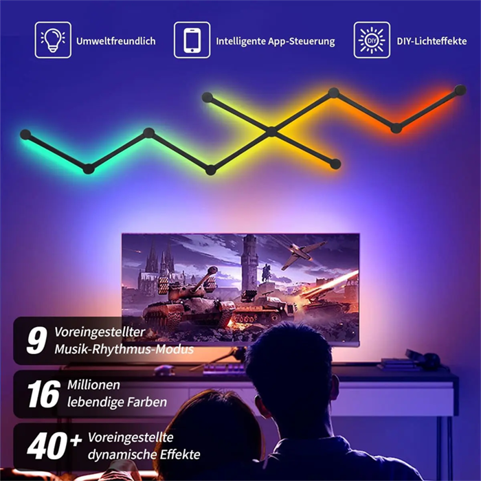 Smart RGB LED Wall Lights – Music Sync & Gaming Room Decor